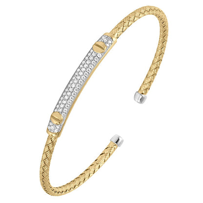 Exclusively Silver Cuff Style Bracelet with CZ Bar