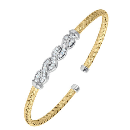 Exclusively Silver Braided CZ Bar Bracelet