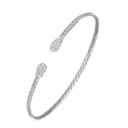 Exclusively Silver Braided CZ Cuff Bracelet