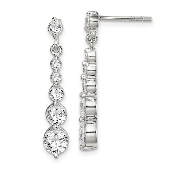 Exclusively Silver Graduated CZ Dangle Drop Earrings