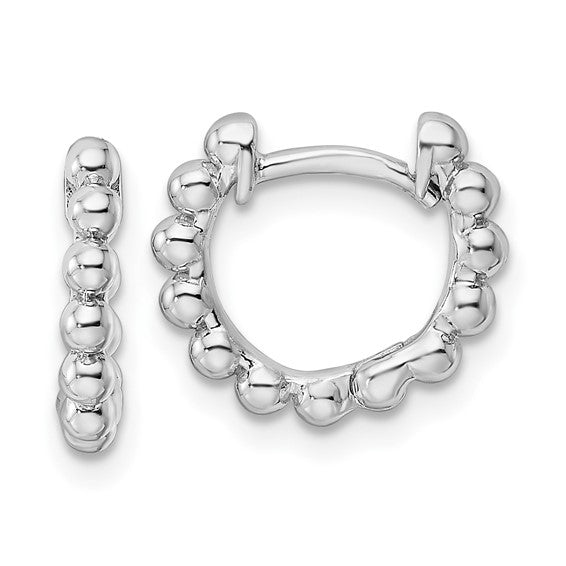 Exclusively Silver Polished Beaded Huggie Hoops