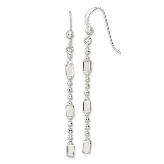 Exclusively Silver Beaded Dangle French Wire Earrings