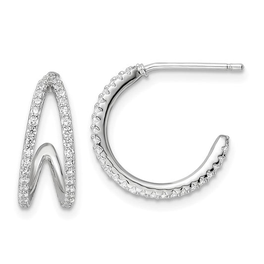 Exclusively Silver CZ Open Hoops Earrings