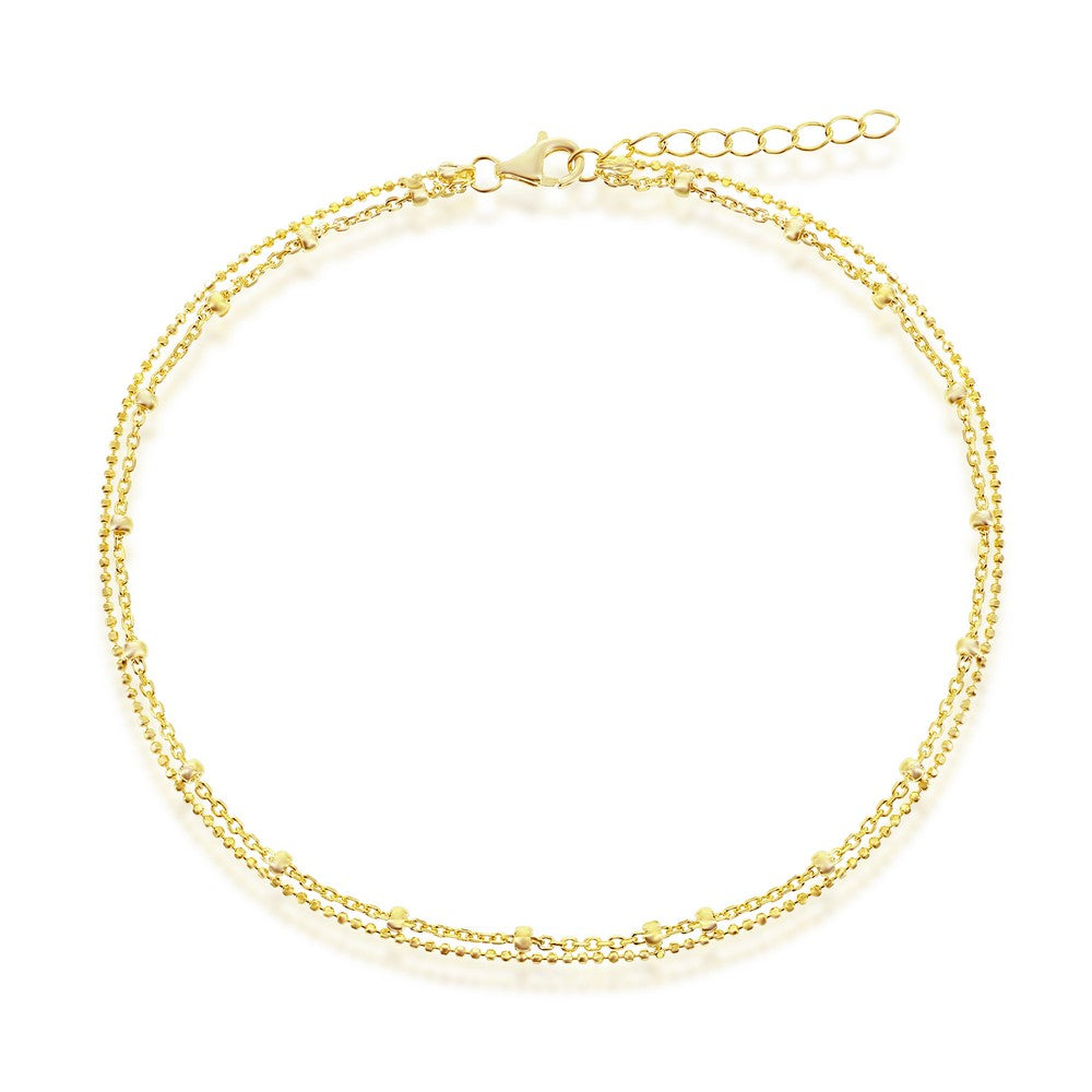 Exclusively Silver Double Strand Beaded Anklet