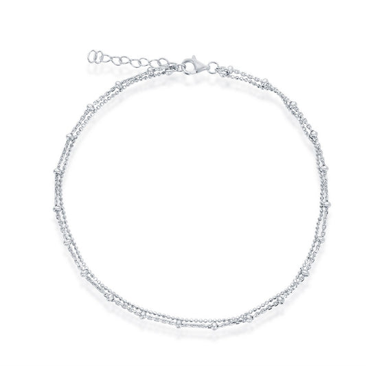Exclusively Silver Double Beaded Anklet