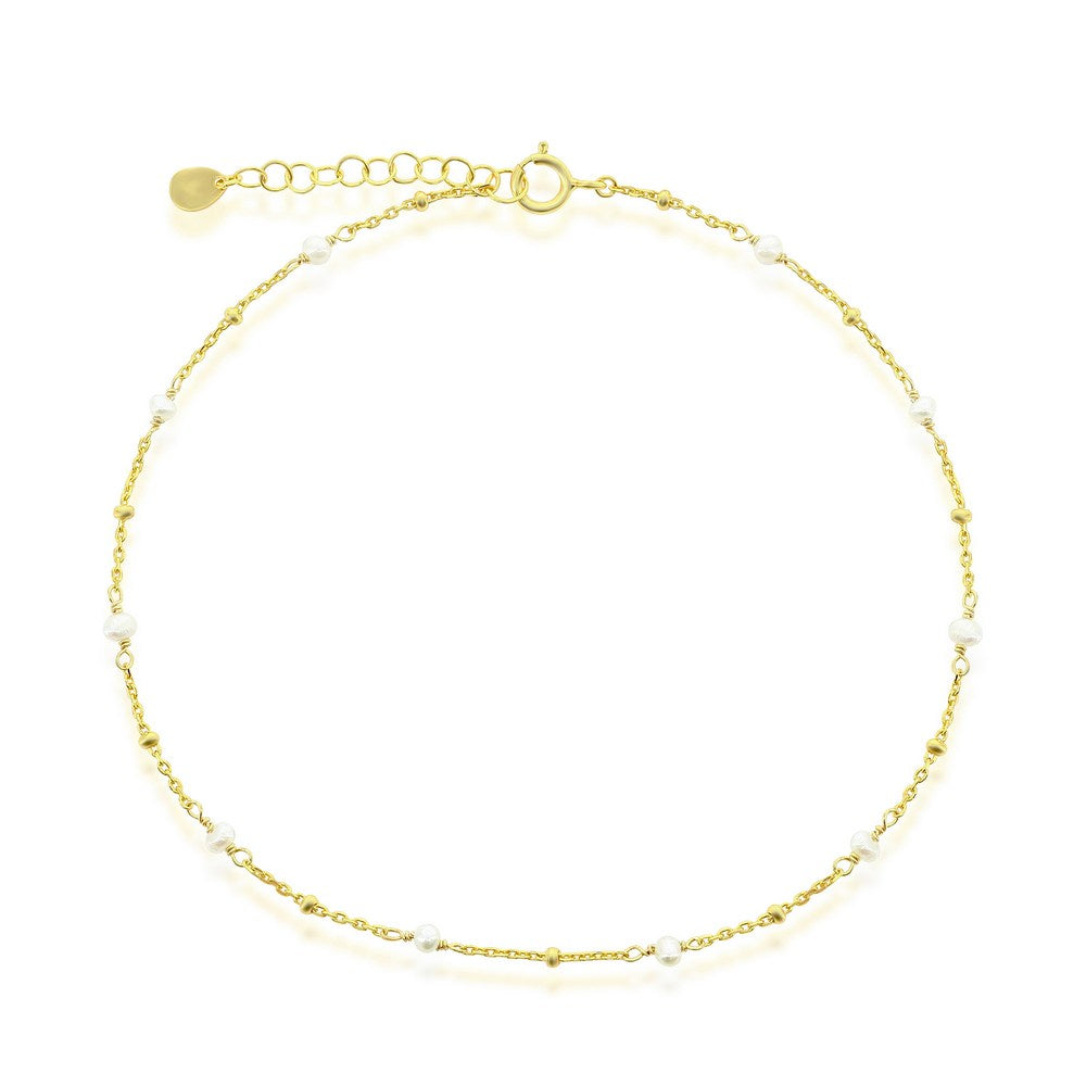 Exclusively Silver Pearl Beaded Anklet