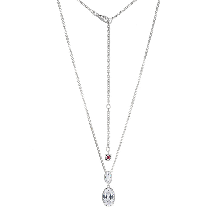 Exclusively Silver Oval CZ Drop Pendant Necklace