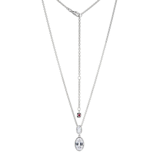 Exclusively Silver Oval CZ Drop Pendant Necklace