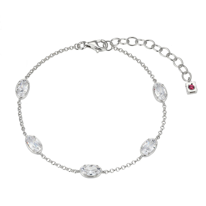 Exclusively Silver Oval CZ Station Bracelet