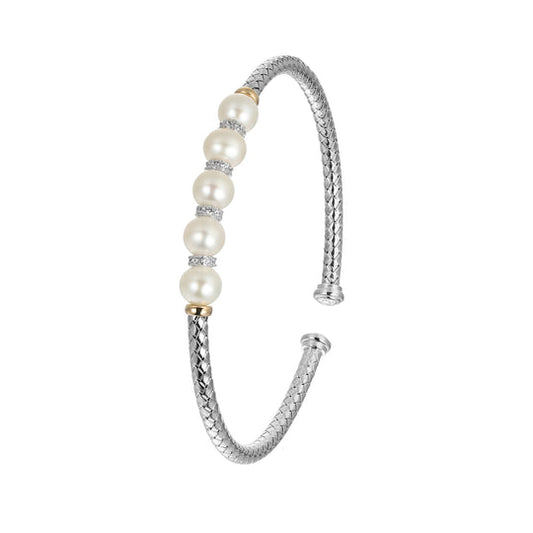 Exclusively Silver Pearl and CZ Station Cuff