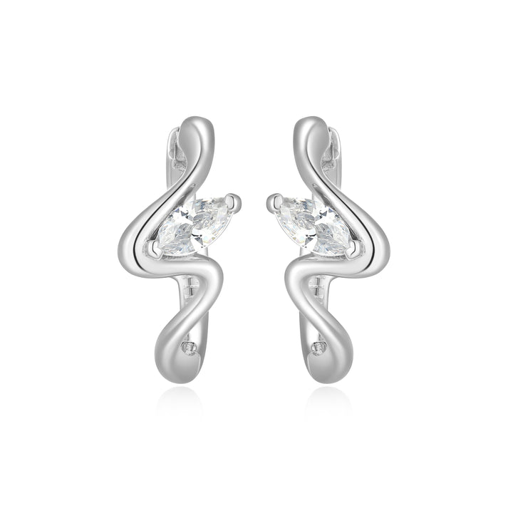 Exclusively Silver Marquise Flow CZ Hoops