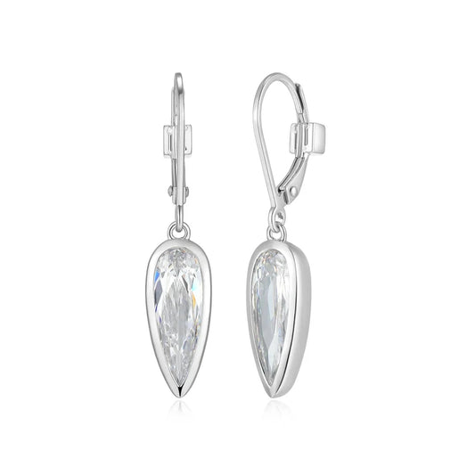 Exclusively Silver Pear CZ Dangle Earrings