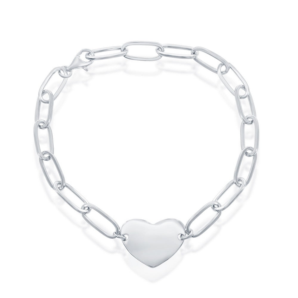 Exclusively Silver Paperclip Bracelet With A Heart Station