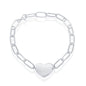 Exclusively Silver Paperclip Bracelet With A Heart Station