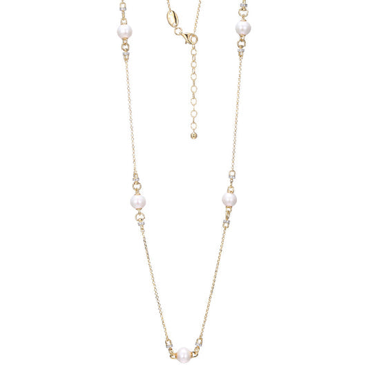 Exclusively Silver Pearl Station Necklace