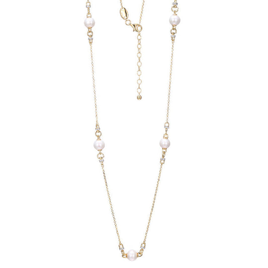 Exclusively Silver Pearl Station Necklace