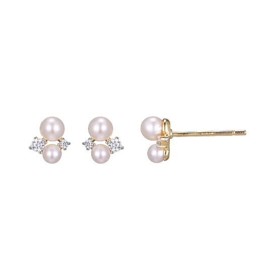 Exclusively Silver Freshwater Pearl and CZ Studs