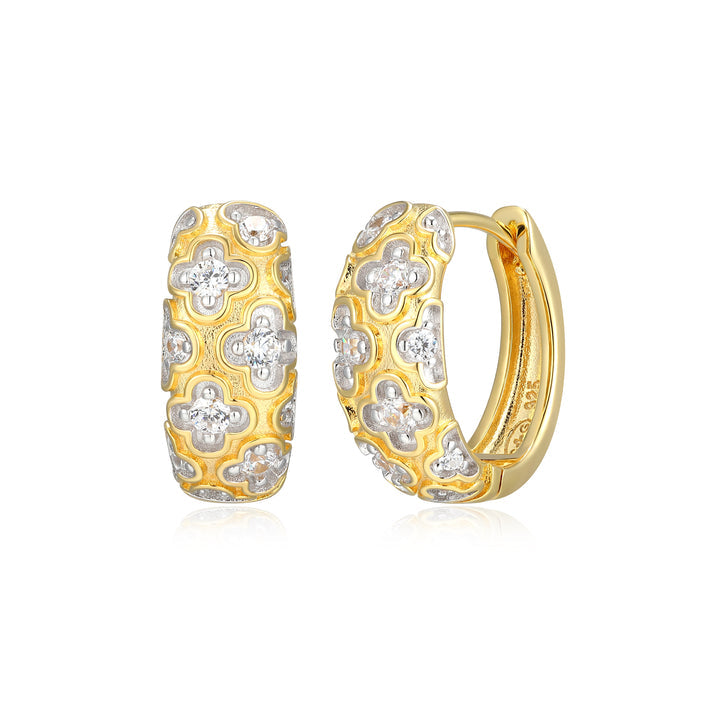 Exclusively Silver Clover CZ Hoops