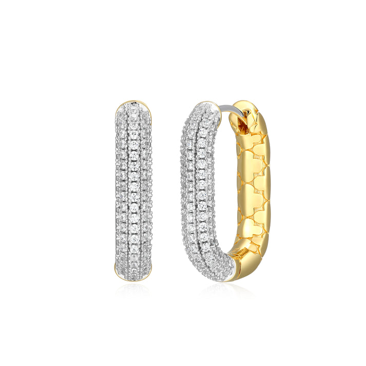 Exclusively Silver Reversible CZ Paperclip Hoops