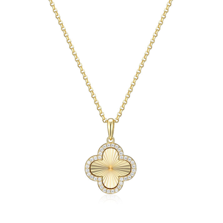 Exclusively Silver Fluted Clover CZ Necklace