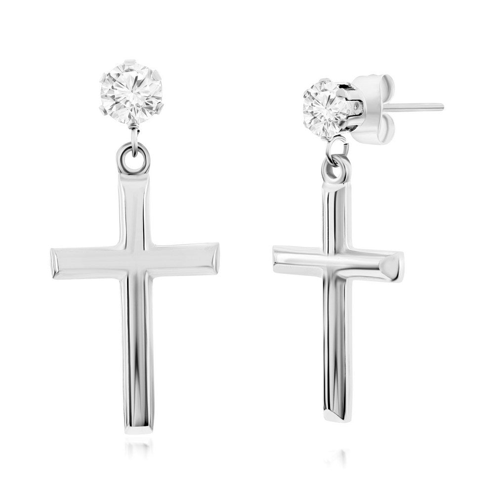 Exclusively Silver Cross Dangle Earrings