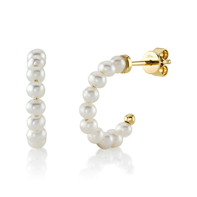 Shy Creation Small Pearl Hoops