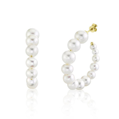 Shy Creation Large Pearl Hoops