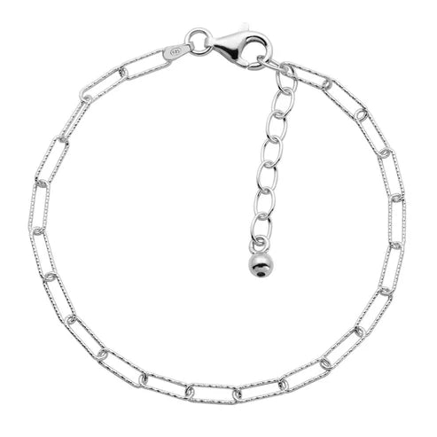 Exclusively Silver Diamond Cut Paperclip Bracelet