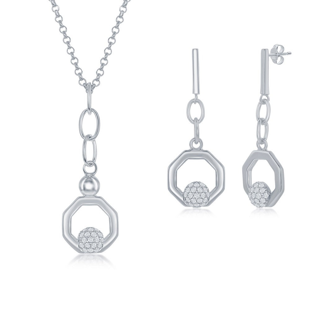 Exclusively Silver Open Hexagon Set