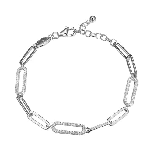 Exclusively Silver 3 CZ Paperclip Bracelet (5mm)