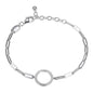 Exclusively Silver Paper Clip Chain Bracelet With An Open Cz Circle