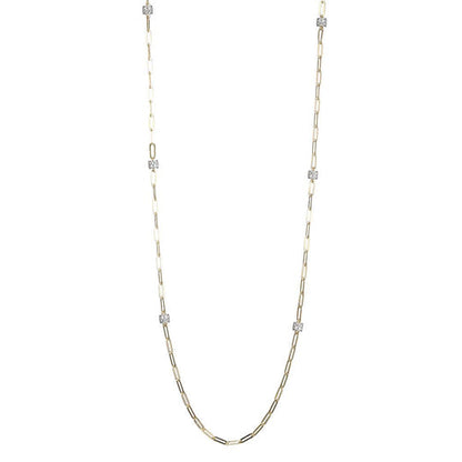 Exclusively Silver Paperclip Necklace With 8 Cz Station Accents