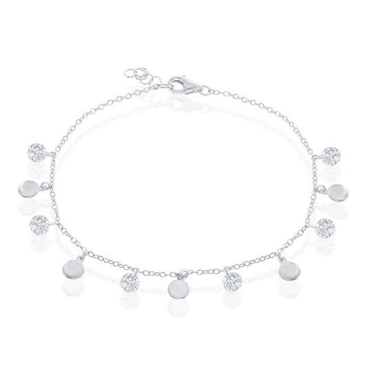 Exclusively Silver Disc and CZ Bracelet