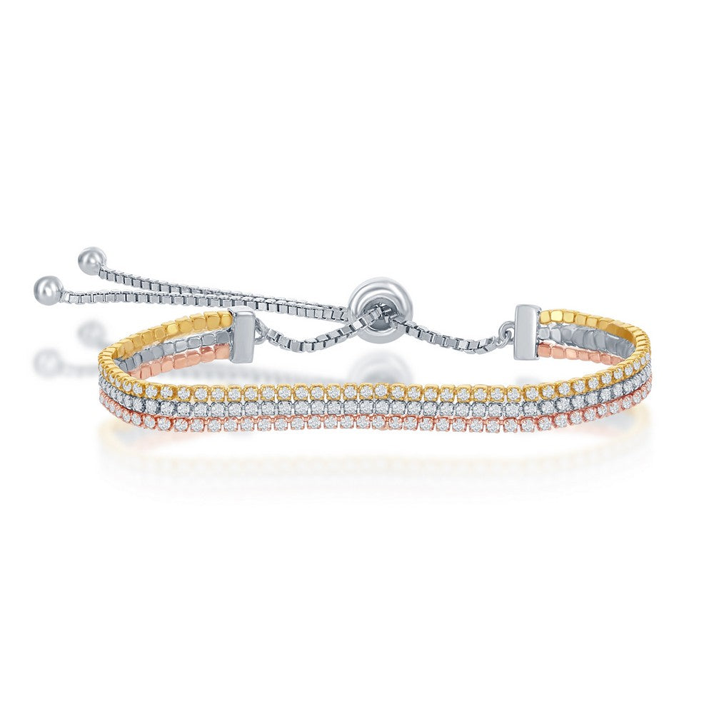 Exclusively Silver Three Stran CZ Bracelet