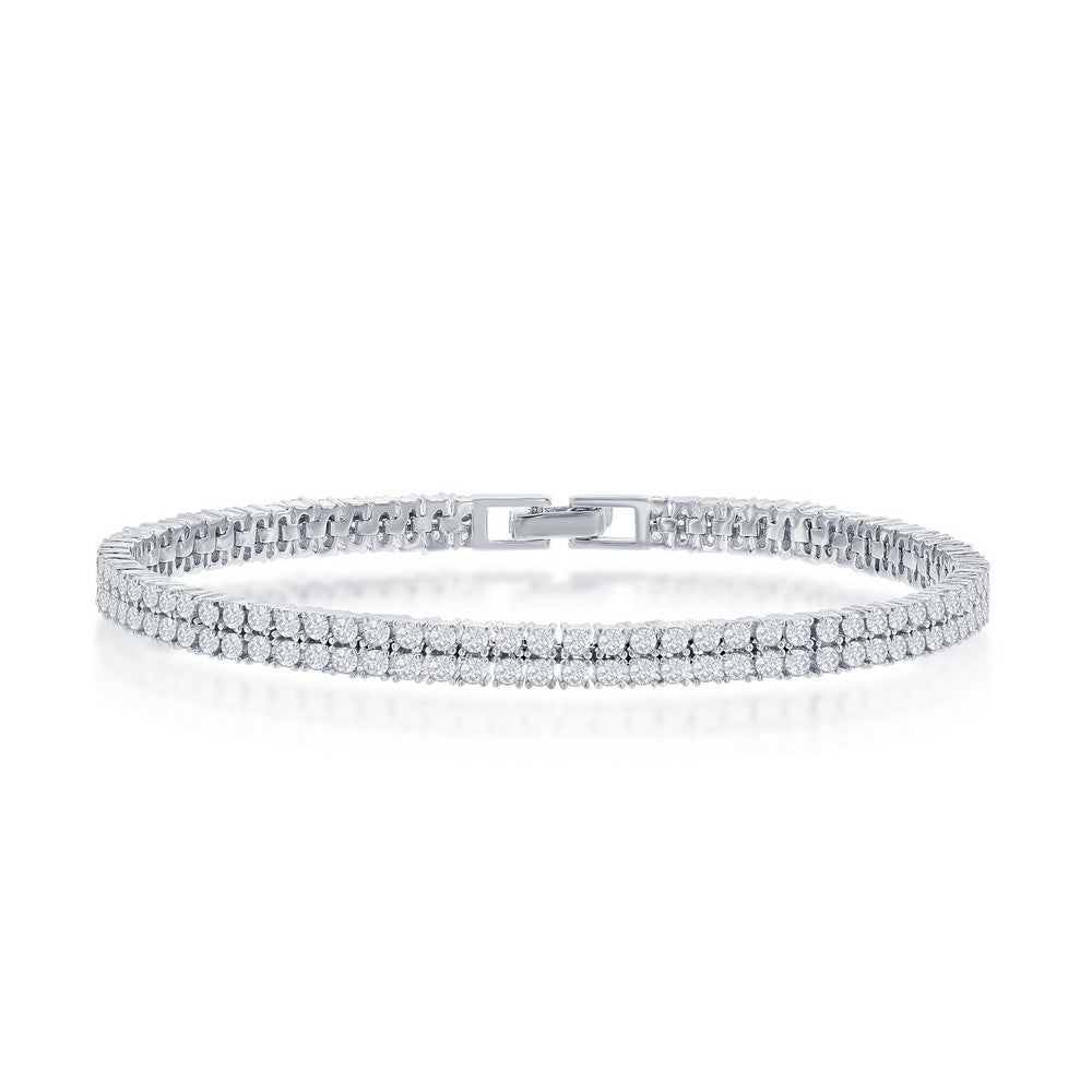 Exclusively Silver Double Row CZ Tennis Bracelet
