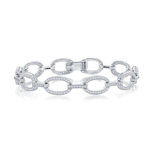 Exclusively Silver CZ Oval Linked Bracelet