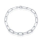 Exclusively Silver Alternating Cz And High Polish Paper Clip Bracelet