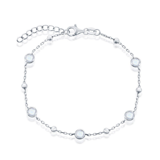 Exclusively Silver CZ and Bead Station Bracelet