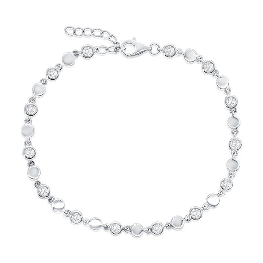 Exclusively Silver Polished and Bezel set Bracelet