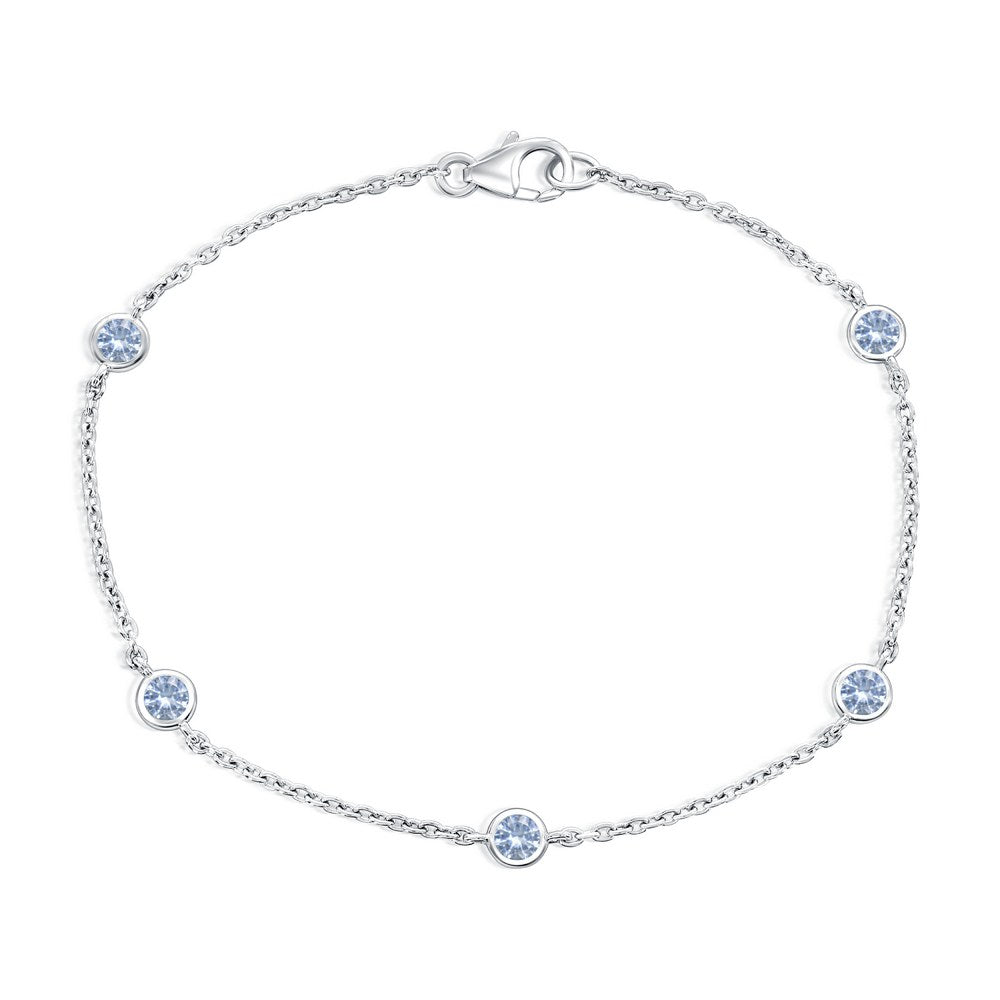 Exclusively Silver Birthstone Bezel Set Bracelet