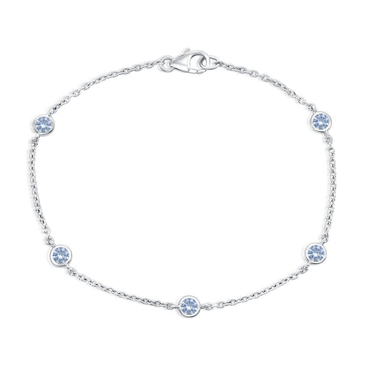 Exclusively Silver Birthstone Bezel Set Bracelet
