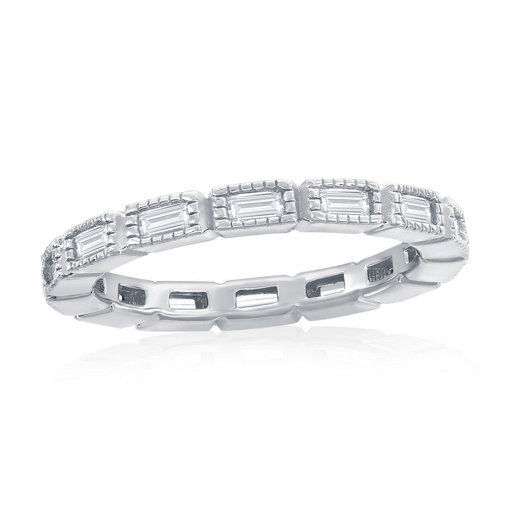 Exclusively Silver Emerald Cut CZ Ring