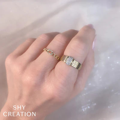 Shy Creation Yellow Gold Link Style Ring