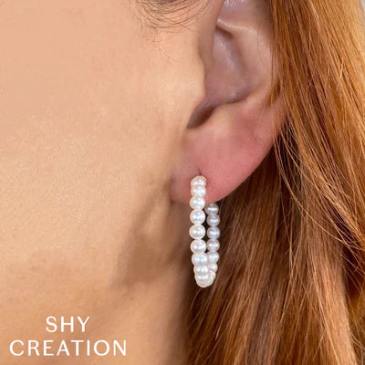 Shy Creation Pearl Hoop Earrings