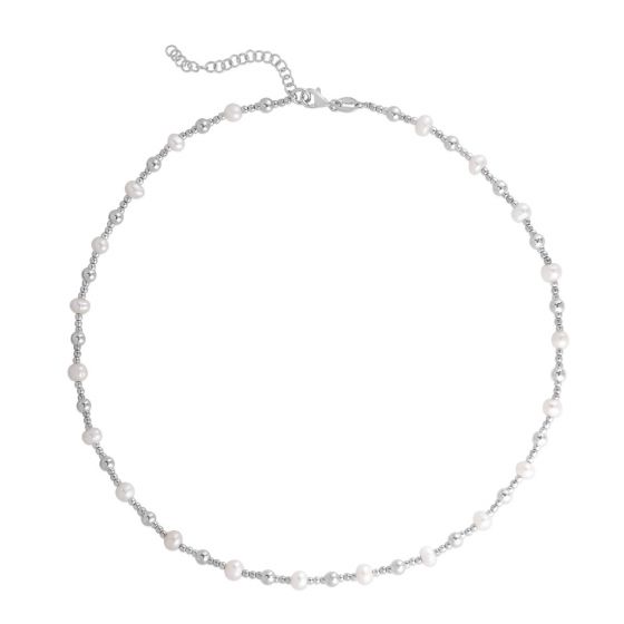 Exclusively Silver Bead and Fresh Water Pearl Necklace