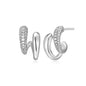 Exclusively Silver Double CZ & Polished Hoops