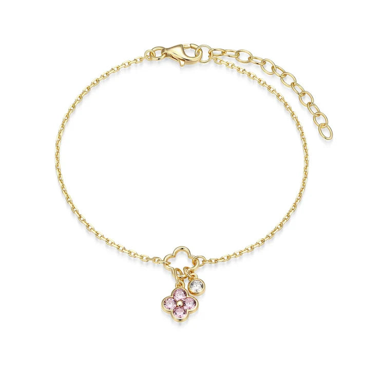 Exclusively Silver CZ Clover Charm Bracelet