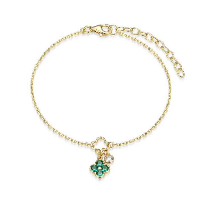 Exclusively Silver CZ Clover Charm Bracelet