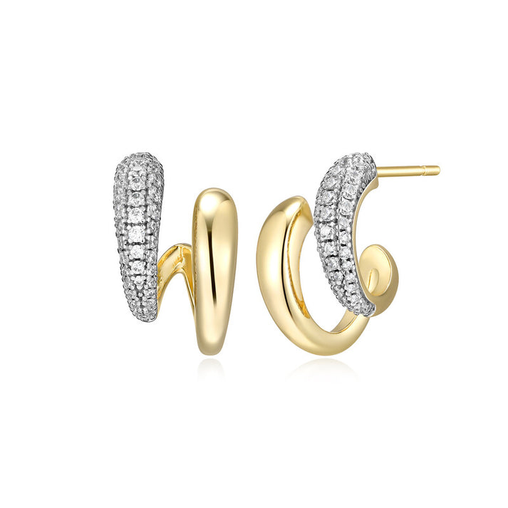 Exclusively Silver Double CZ & Polished Hoops