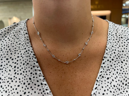 Exclusively Silver Beaded Station Necklace